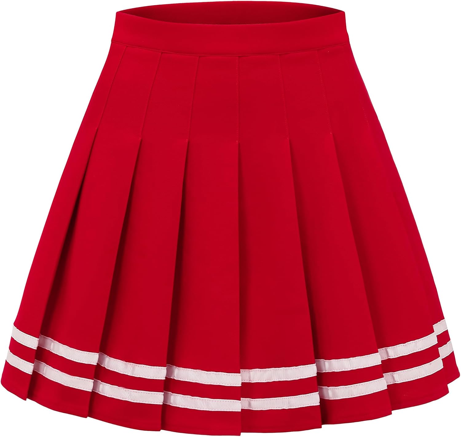 Shestellar Women Pleated Mini Skirt High Waisted A-Line Stretchy School Uniform Cheerleader Skater Style
