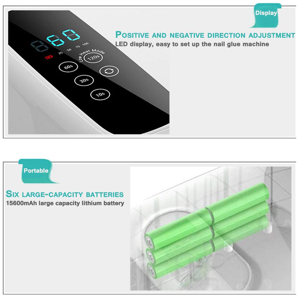 lamparas para uñas. Lámpara de uñas LED inalámbrica de 72 W, secador de uñas LED portátil recargable profesional, luz de curado de uñas con pantalla táctil, herramientas de manicura de decoración de u