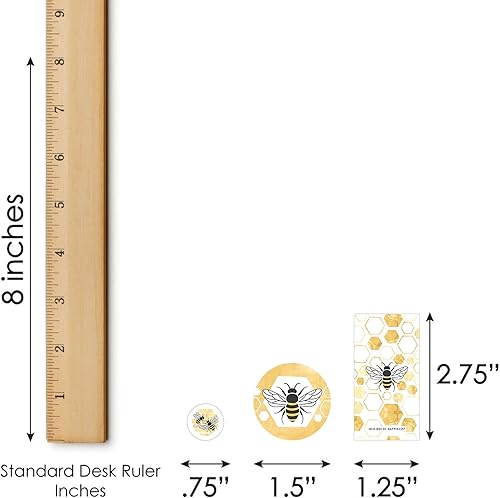 Miniatura 6 de Big Dot of Happiness Little Bumblebee - Mini envoltorios de barra de caramelo, calcomanías redondas de caramelo y calcomanías circulares - Kit de