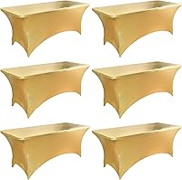 Vista 23 de Paquete de 2 Cubiertas de Mesa de Spandex de 4 pies para Mesas Plegables Rectangulares - Manteles Elásticos Ajustados Resistentes a las Arrugas