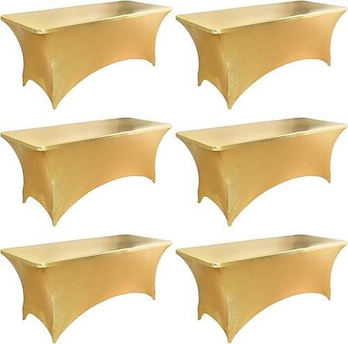 Miniatura 56 de Paquete de 2 Cubiertas de Mesa de Spandex Negro de 6 pies para Mesas Plegables Rectangulares Estándar - Manteles Elásticos Resistentes a las Arrugas