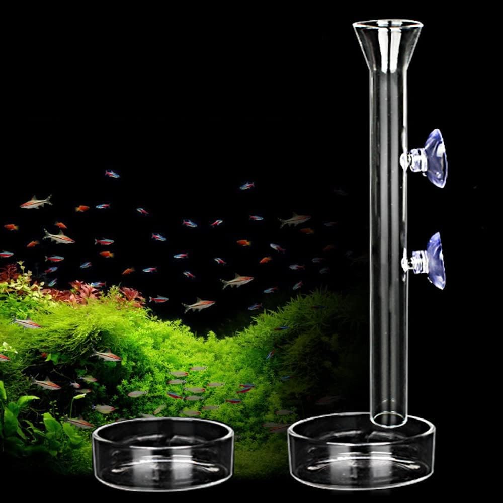 Shrimp Feeding Tube and Dish,2 Cup Clear Crystal Glass Fish Tank Shrimp Feeder Tube Tray