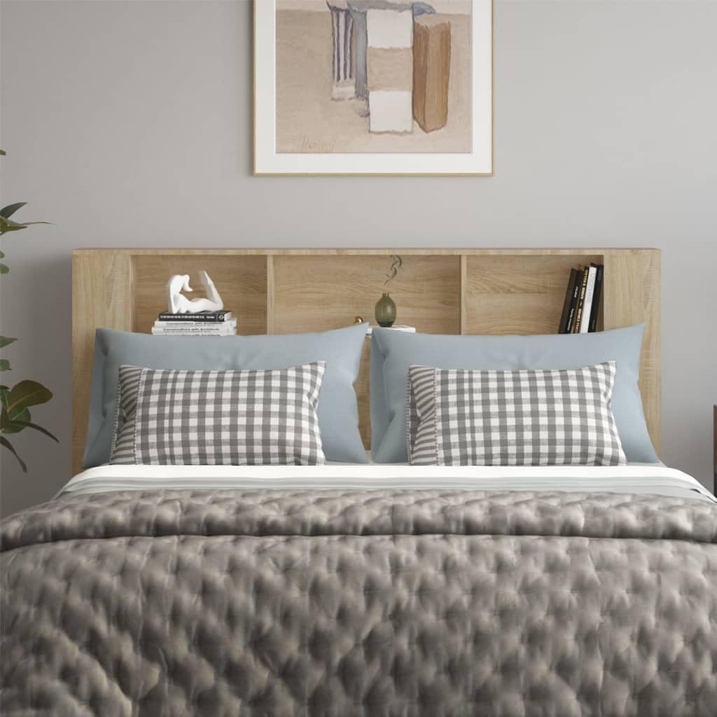 Tino Tech Cabecero De Cama 180x18,5x104,5 cm Madera Contrachapada Roble Sonoma Cabecero con Almacenaje Cabecero Mueble Cabeceros De Madera Armario Cabeceros Bonitos Cabeceros para Dormitorio