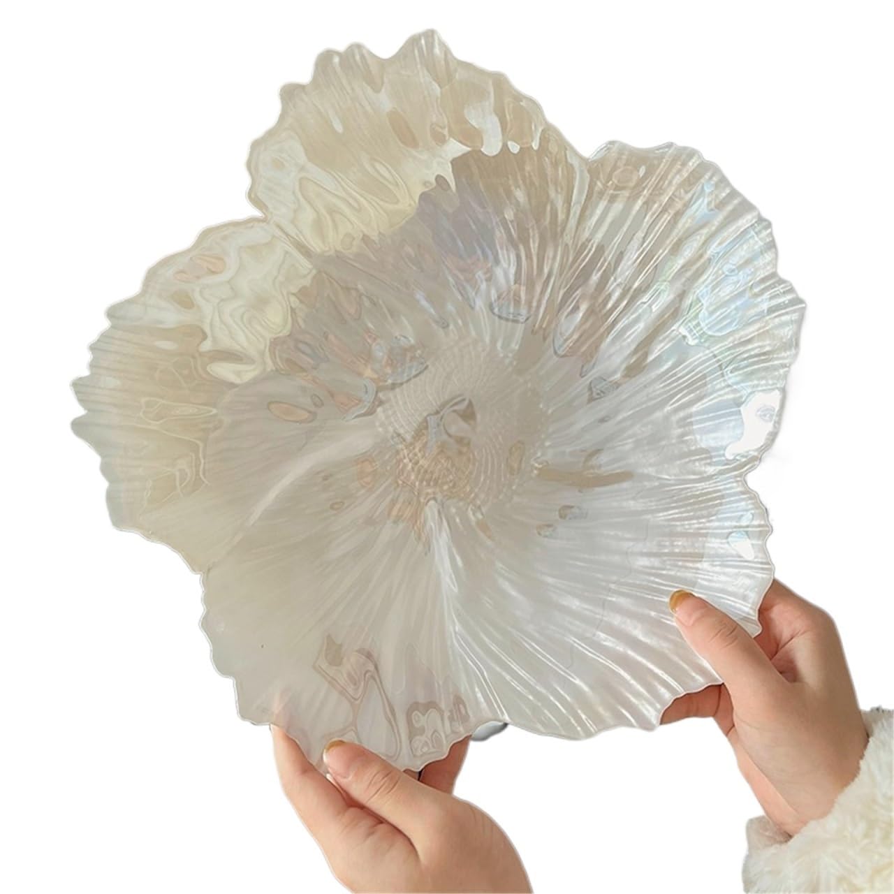 ZHSOAO Flower Glass Plate Trays Decorative Jewelry Dish Tray Crystal for Jewelry(TYPE C,S 20X4.2CM)