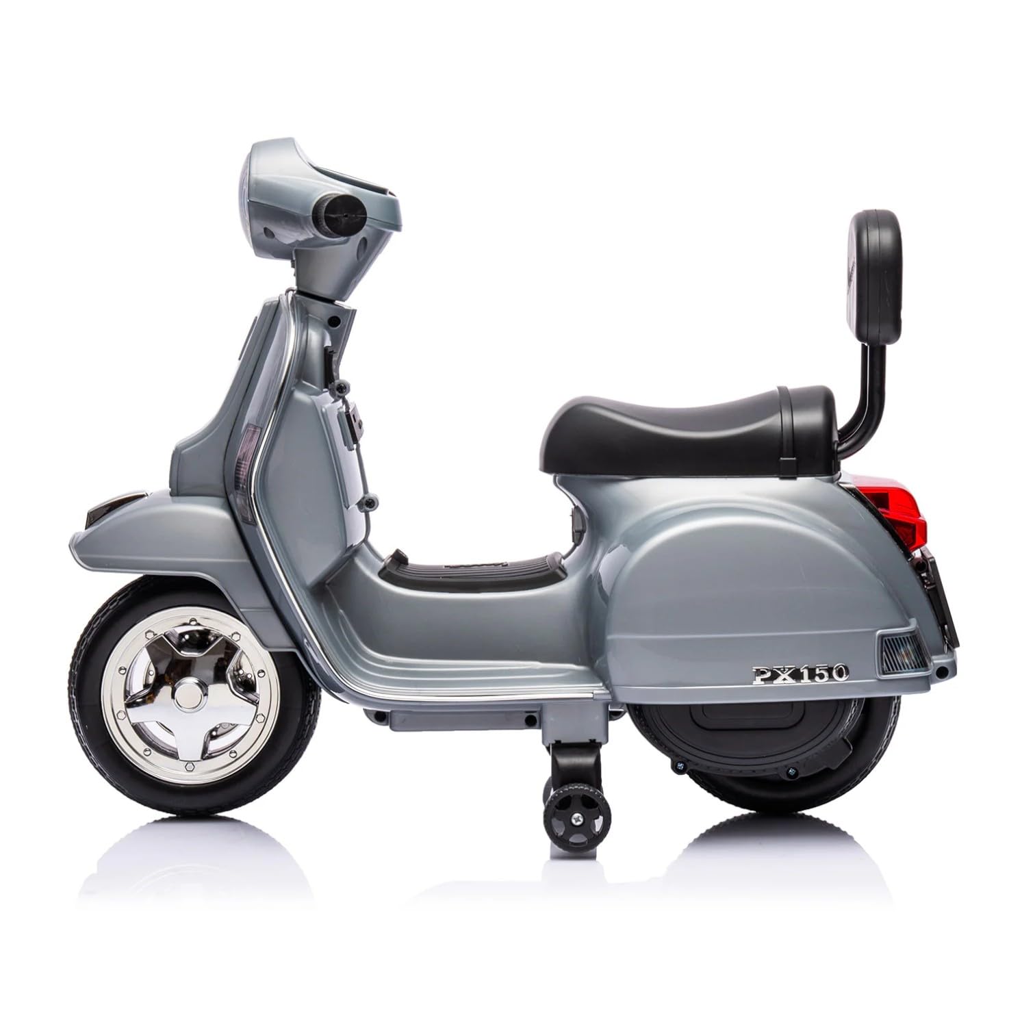 Vespa Elettrica per Bambini - Sicura e Divertente, Motocicletta Giocattolo con Acceleratore a Pedale, Luci e Suoni, Batteria Ricaricabile 6V e Caricabatteria Incluso, Funzione Avanti/Indietro (Silver)