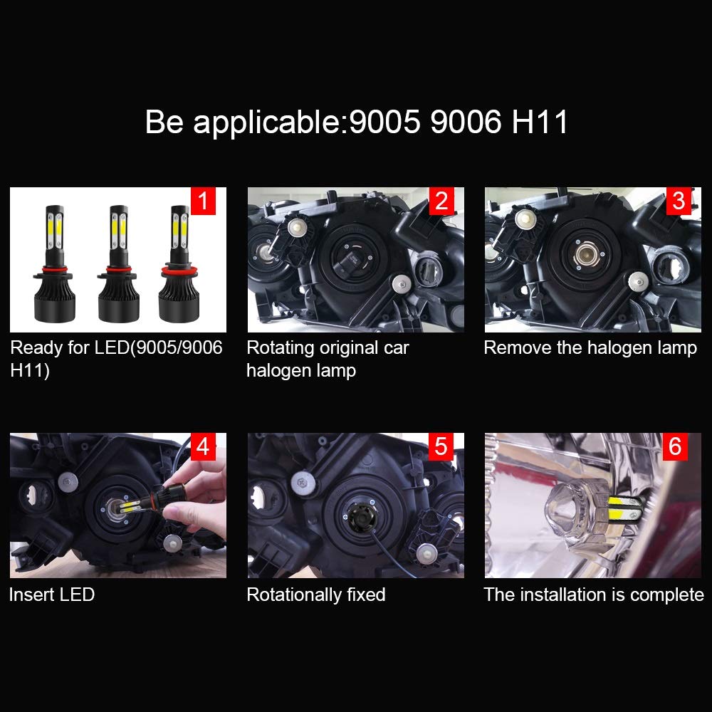 Bulbi per Veicoli a Motore Faro Principale a LED Super Luminoso a 360 Gradi H4 H7 H8 H9 H11 9005 HB3 9006 HB4 9004 9007 H13 Lampada da Auto a Testa Alta Auto 12V, PORTATO Bulbi
