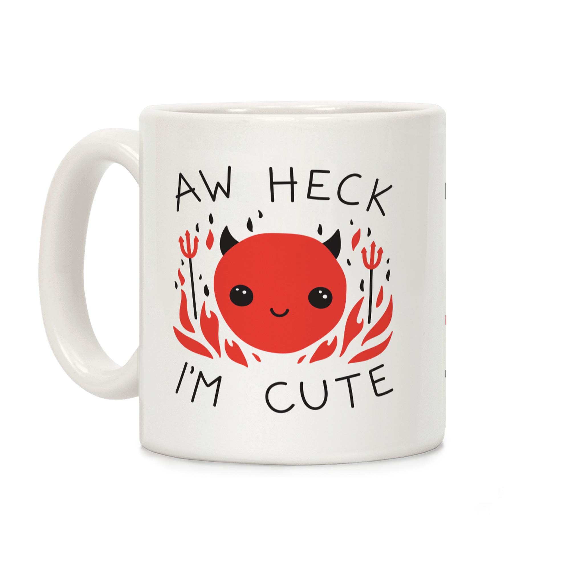 LookHUMAN Aw Heck I'm Cute Devil White 11 Ounce Ceramic Coffee Mug