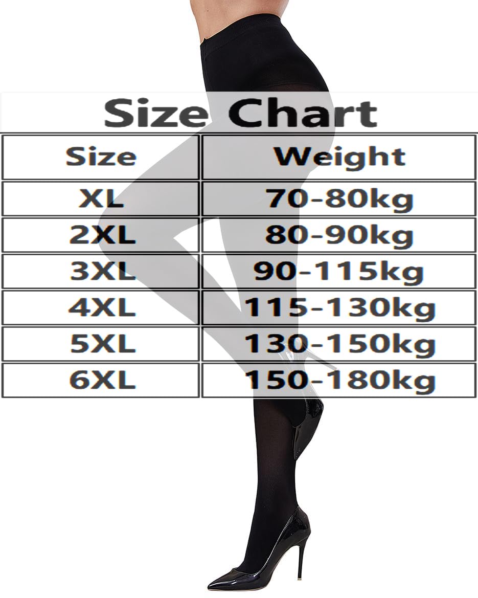 Medias negras para mujer, medias de control de microfibra, talla extra grande 150D con forro polar