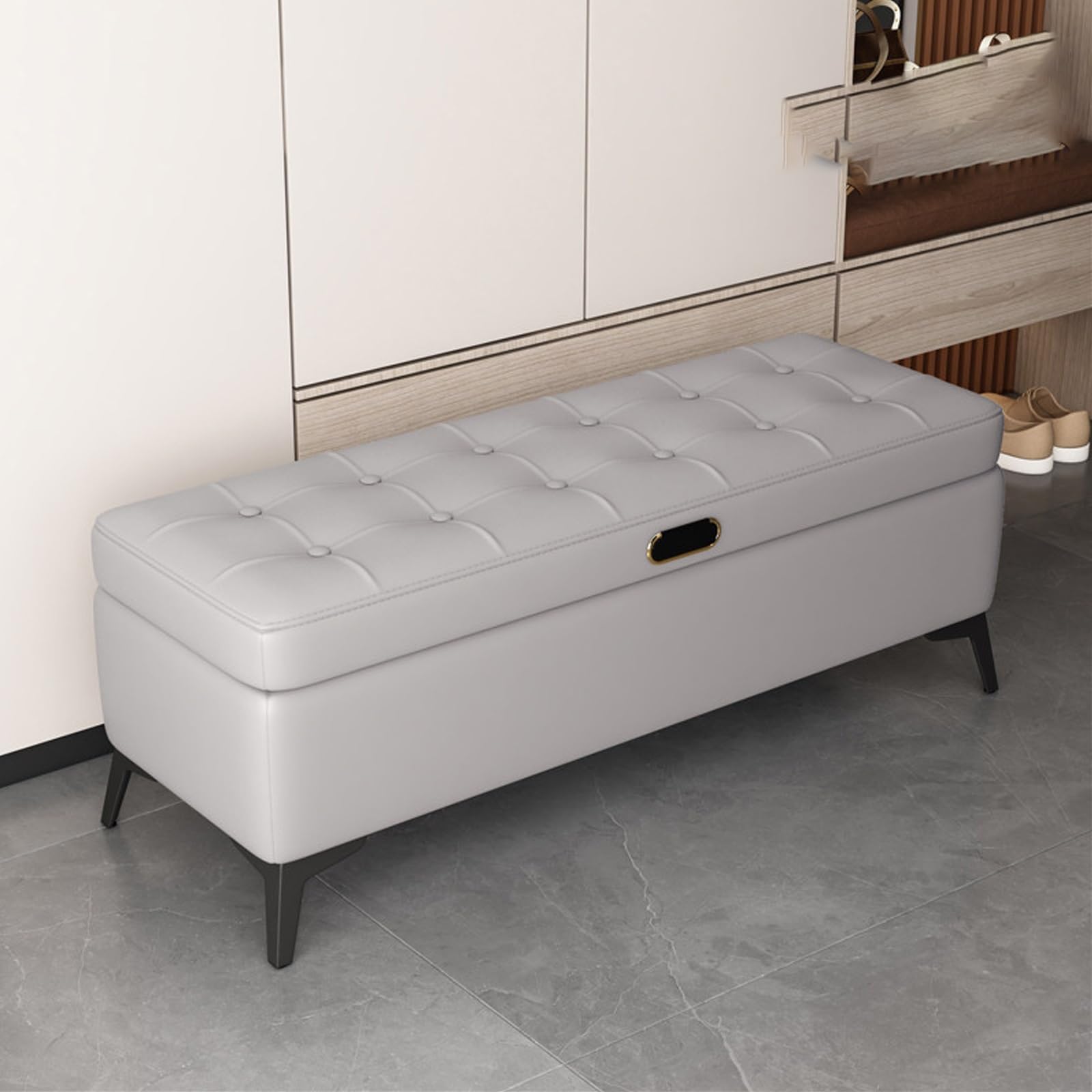 Banc de rangement ottoman multi-usage a grande capacite de stockage