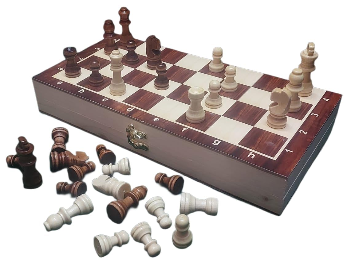 All Handmade Wooden Foldable Chess Set, 12 X 12 Inches, With Storage Slots (B0D9H6TB6M) Amazon Price History, Amazon Price Tracker