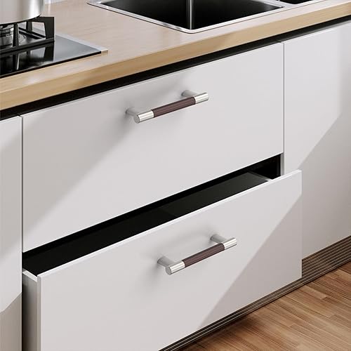 Miniatura 3 de ROMATEE Paquete de 10 manijas de gabinete de cocina de color marrón moleteado y latón cepillado de 3.75 pulgadas, tiradores de gabinete de oro