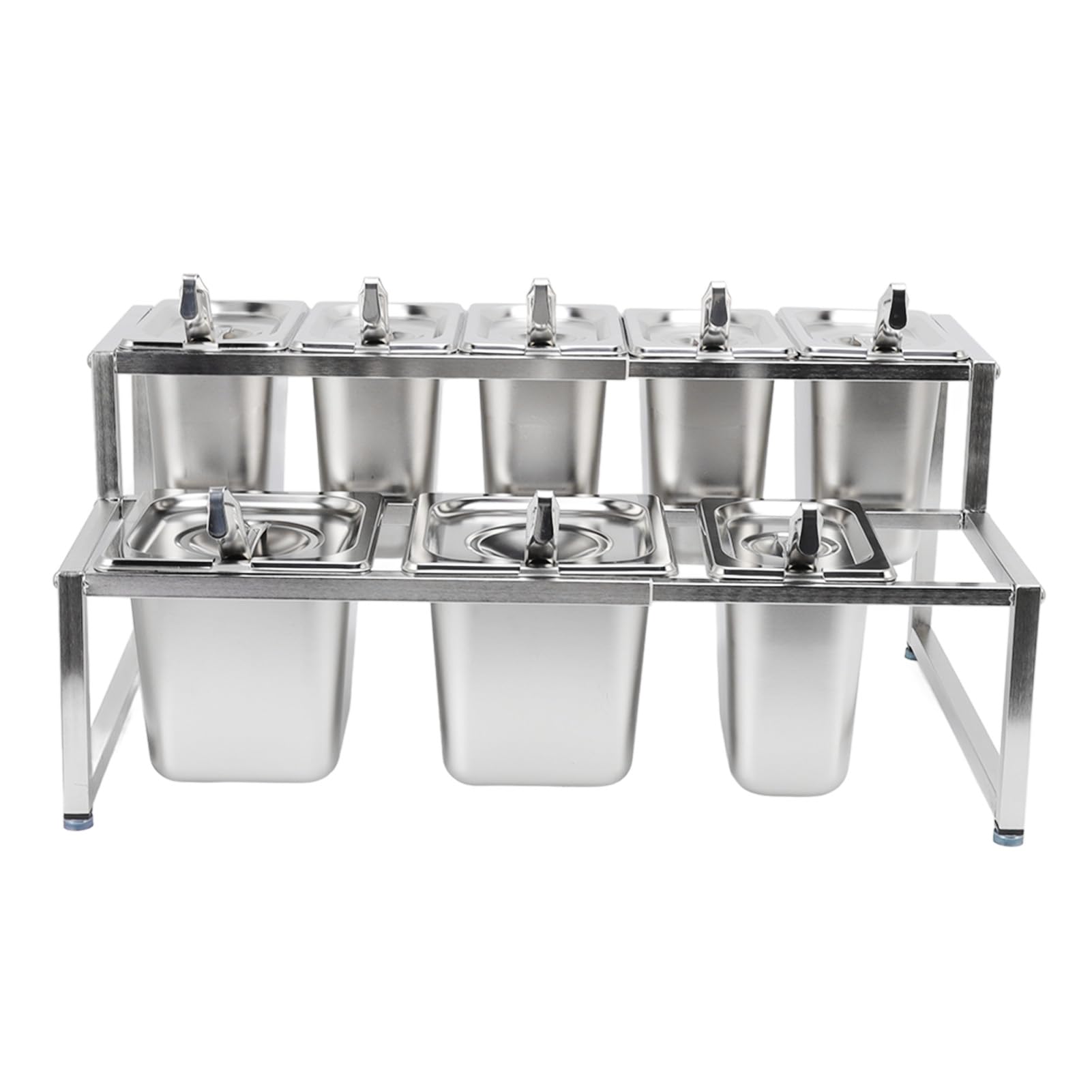 Mermelada Premium de Acero Inoxidable con 9 Ollas Desmontables para Restaurantes y Hoteles | Estación de Condimentos (Tipo 7 2x2.2L Bote 6x1.6L Bote)