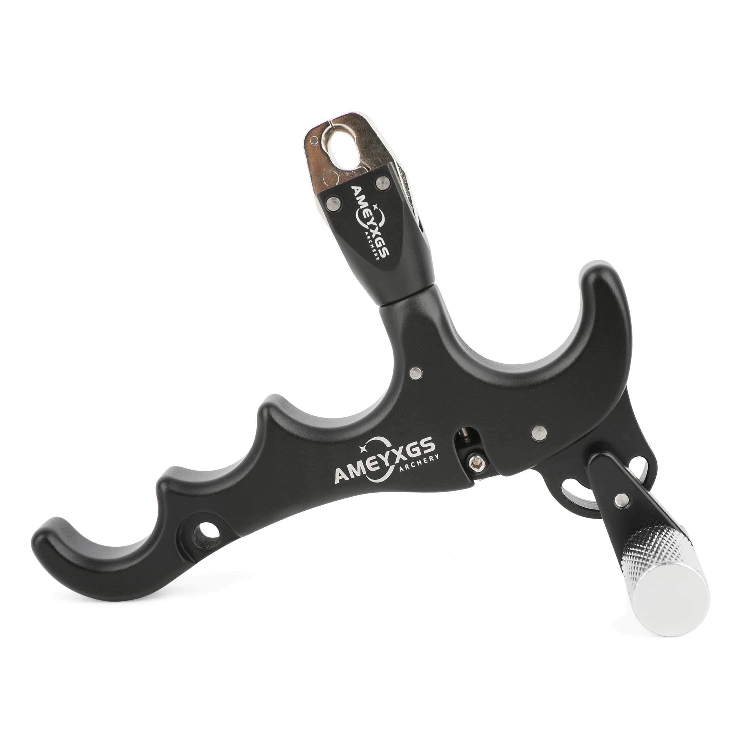 AMEYXGS Tiro con L'Arco Release Aid 4 Dita Ausili per Il Rilascio per Arco Compound e Corda D Loop Rilascio in Lega di Alluminio con Calibro Rotante a 360° RH/LH