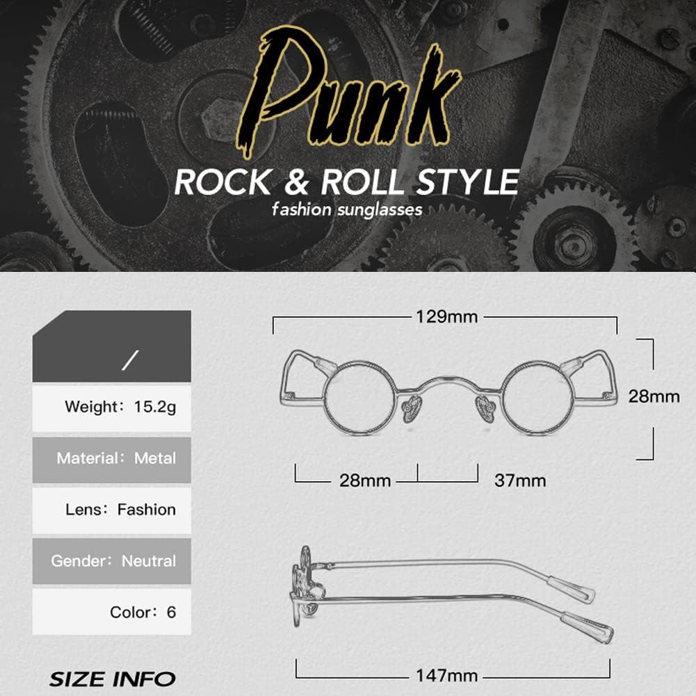 Dollger Punk Polarized Sunglasses 70s Hippie Circle Small Sun Glasses - Image 3