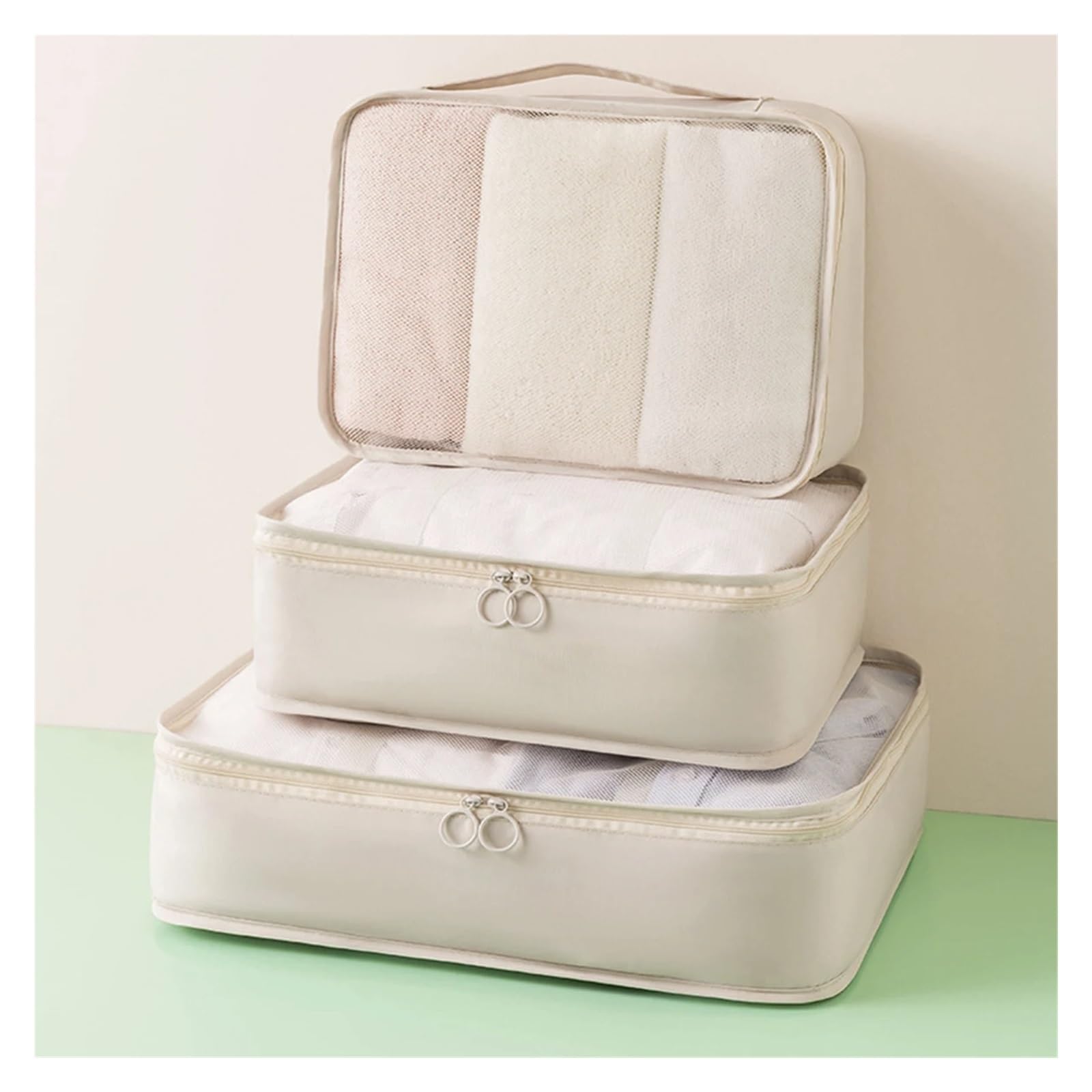 Organizer Viaggio 3 pezzi di cubi imballaggio comprimibili, pieghevoli, impermeabili, borsa da viaggio, valigia in nylon portatile con organizer for bagagli