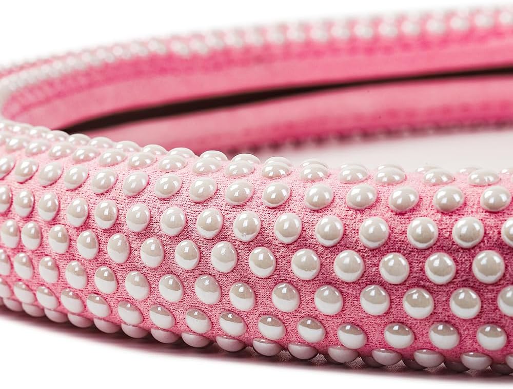 Car Steering Wheel Cover for Women Girls Cooling Pearl Flannel Luxury Steering Wheel Protector Handmade Beads Anti-Slip Breathable Cool in Summer 15 Inch Universal Interior Accessories Pink