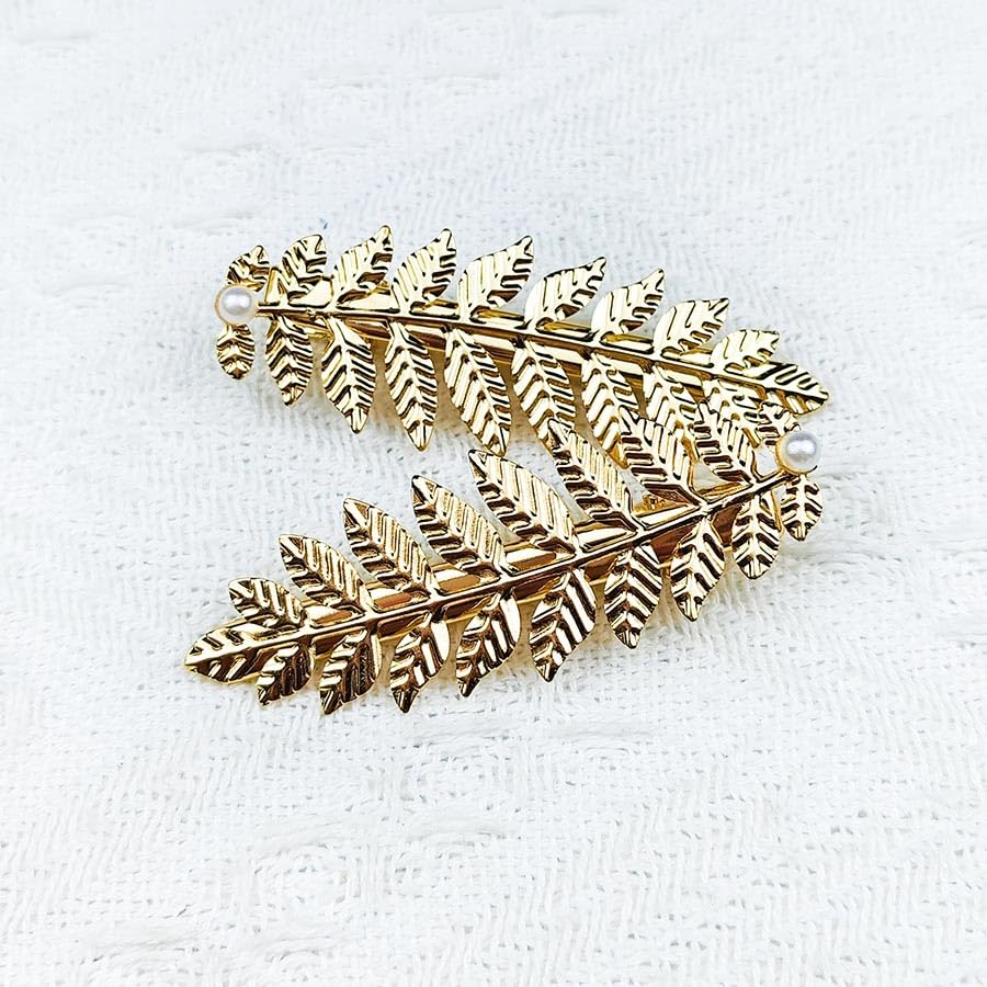 Pinzas para cabello con hojas doradas pack 2 miniatura 6