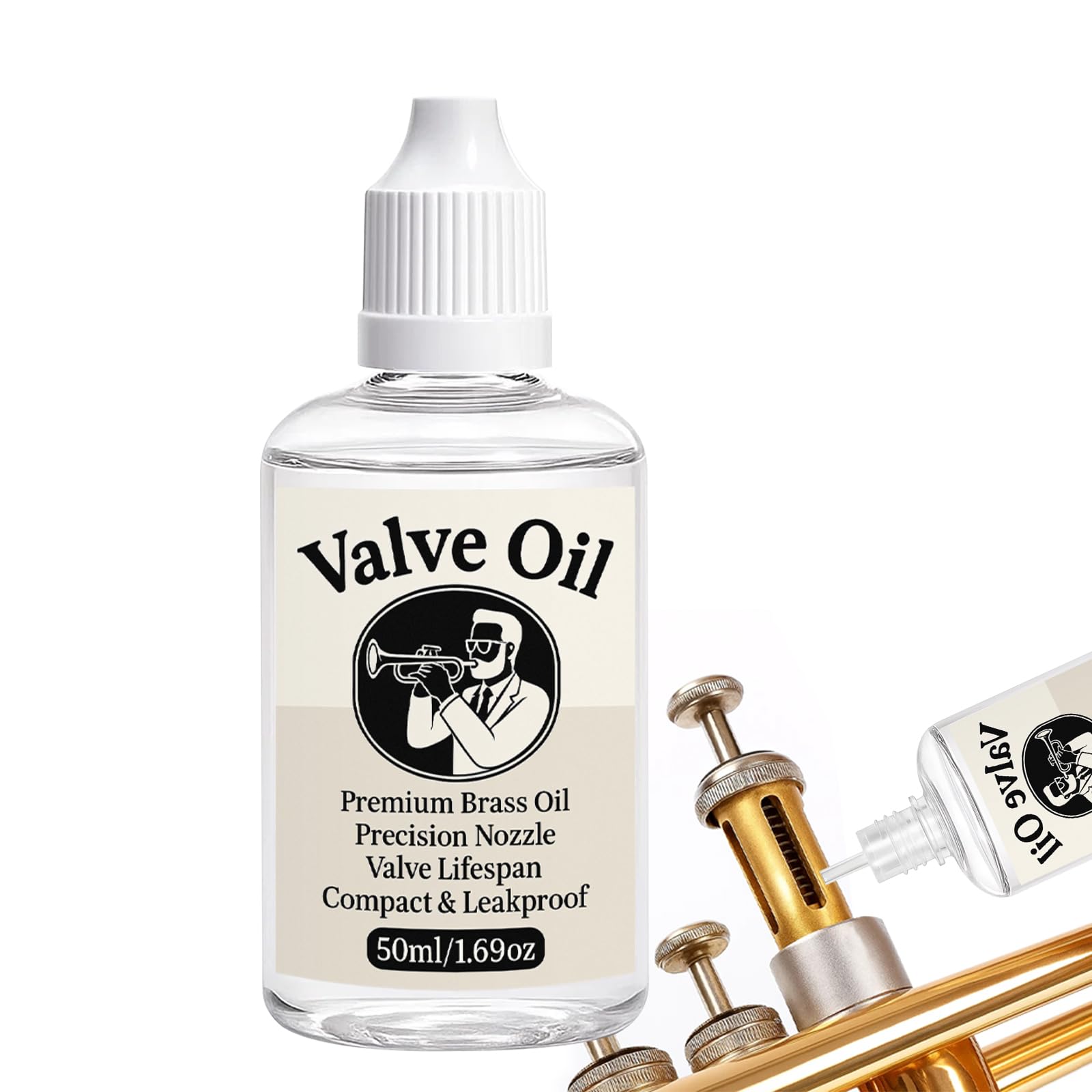 Brass Valve Oil 1.76oz for Trumpet  Trombone  French Horn  Tuba  Euphonium  All Brass Instruments Accessories | Valve and Rotor Lubricant - Odorless  Corrosion Protection Formula - Easy to Use (50ml)