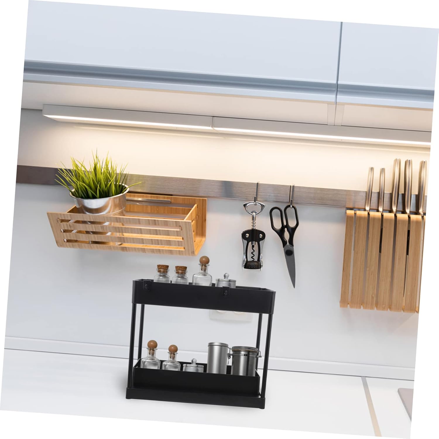 DOITOOL 推拉式橱柜厨房収納ラック 大容量収納 浴室 キッチン用 スペース