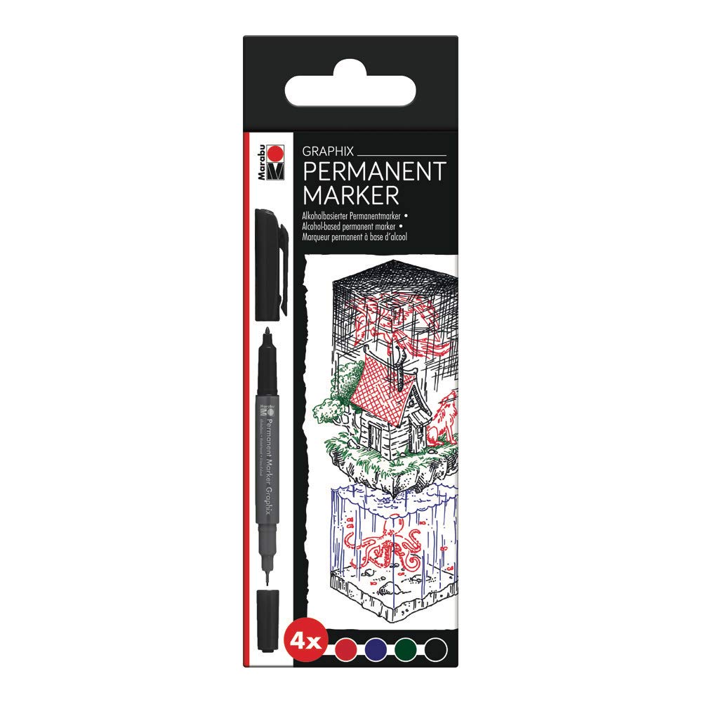 Marabu Graphix Lot de 4 marqueurs permanents Once upon a time