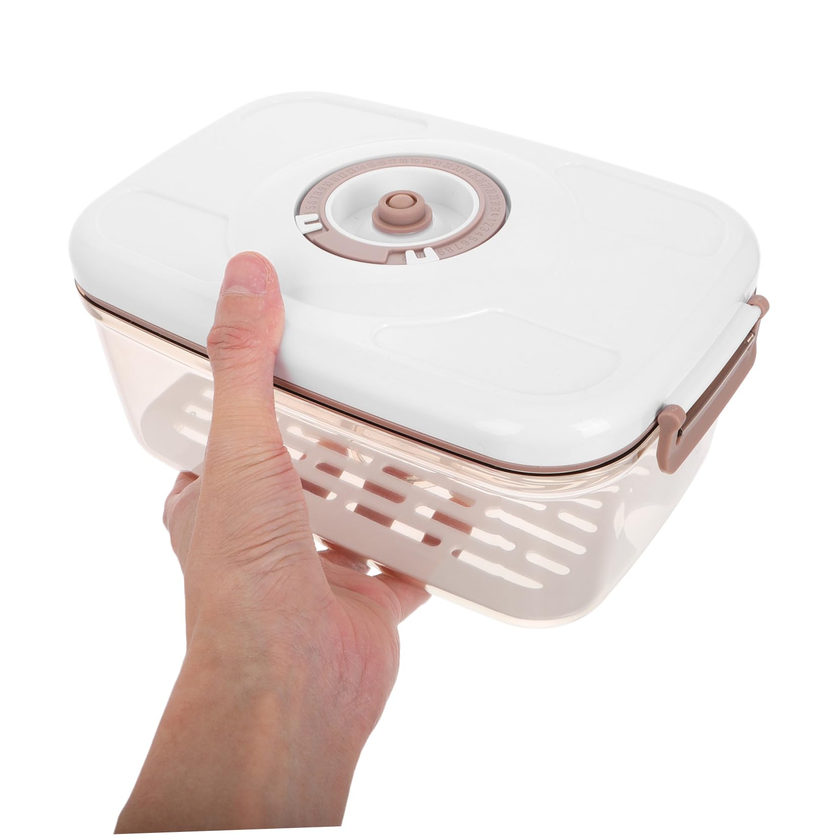 Luxshiny Contenedor de Almacenamiento al Vacío 2.1l de Plástico Resistente Bomba Manual Sistema de Sellado Hermético para Cocina y Conservación de Alimentos Frescos Drenaje Integrado