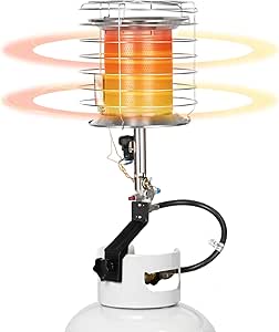 VEVOR Propane Tank Top Heater, 42000 BTU Rapid Heating 360-Degree Infrared Radiant Tank Top Gas Heater, Stepless Temperature Adjustment for Ice Fishing/Hunting/Outdoor Work, Single Burner