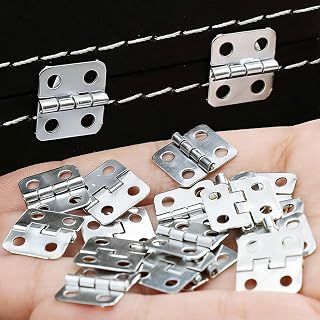 30Pcs Pure Iron Mini Flat Small Box Folding Butt Hinges Door DIY Craft Supplies Jewelry Box Decor Accessories 1.2x1.4cm (Silver)