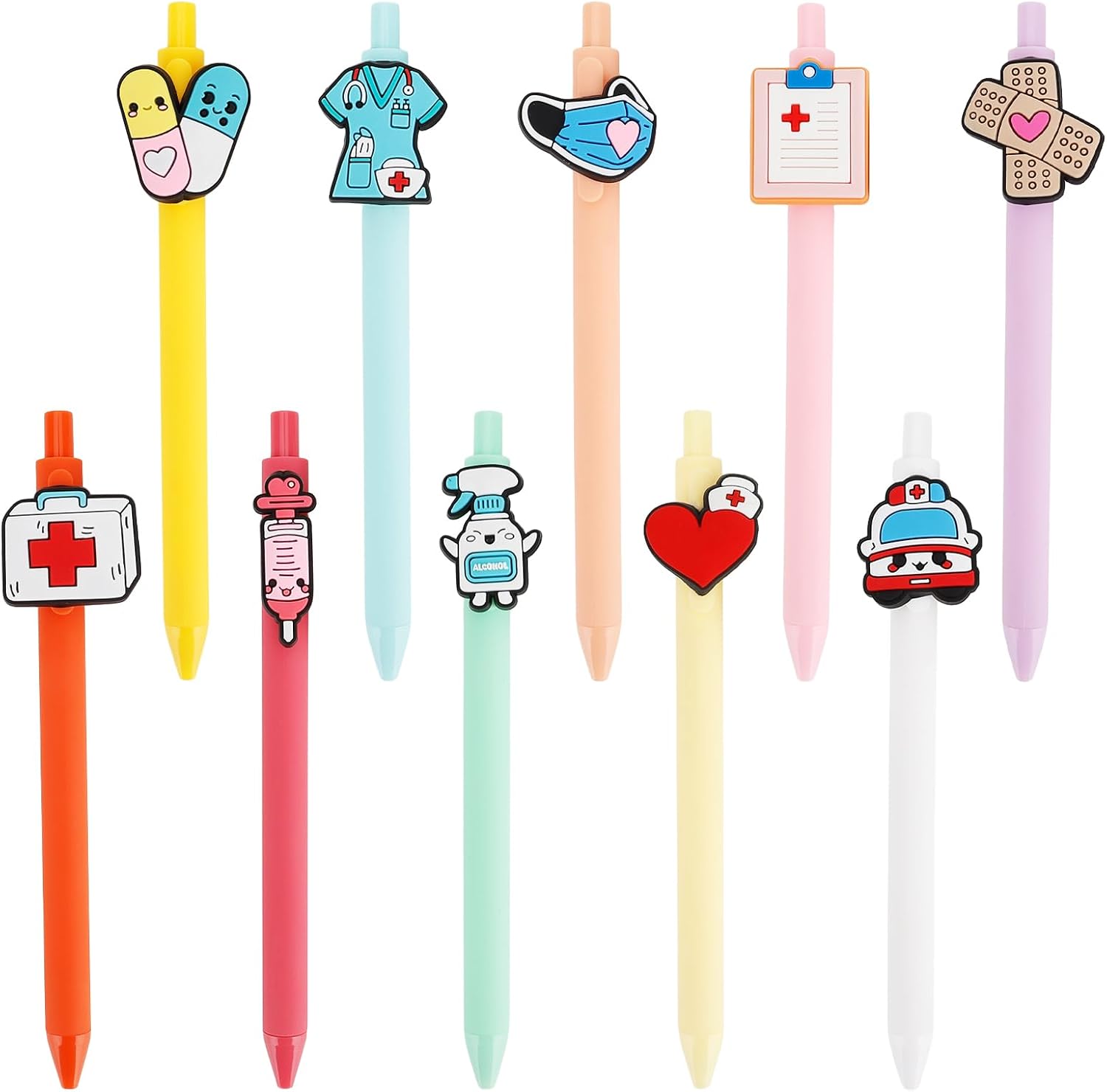 QPIXVB 10PCS Nurse Pens,Nurses Week Gifts,School Nurse Appreciation Gifts,Medical Assistant Gift,Cna Accessories for Work,Nurses Essentials Accessories for Work,Cute Nursing Pens Set,Gel Black