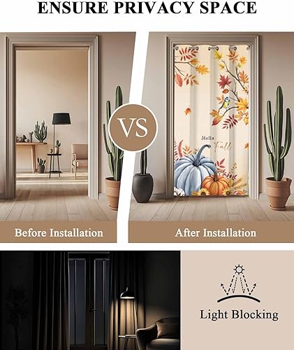 Miniatura 5 de BOBOWUNY Cortinas opacas para puerta de Acción de Gracias para puerta, con aislamiento térmico para armario, sala de estar, dormitorio, divisor