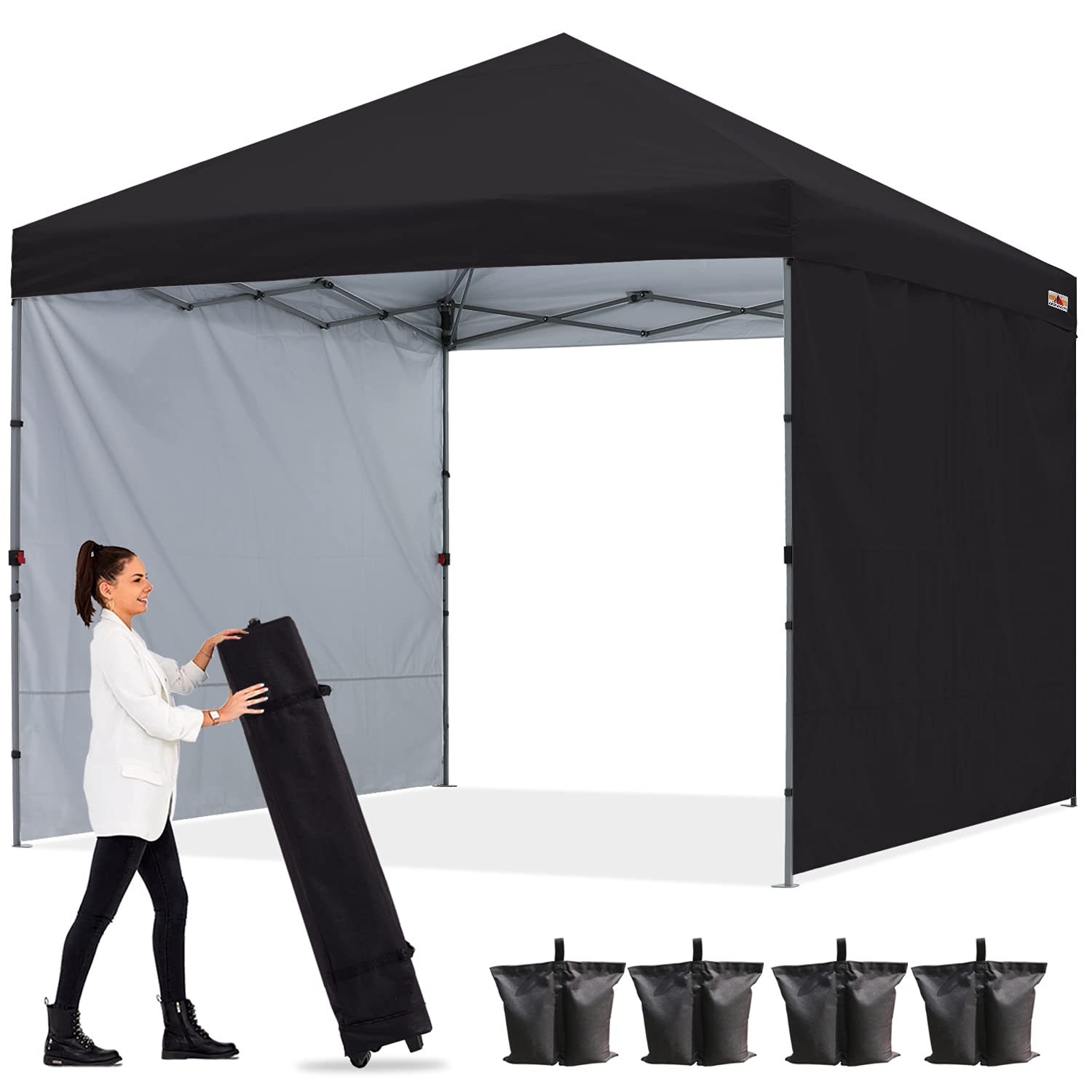 ABCCANOPY Faltpavillon Wasserdicht Stabil Winterfest,UV Schutz 50+,Für Garten Camping,4 PCS Sandsack,Partyzelt mit 2 Seitenwände