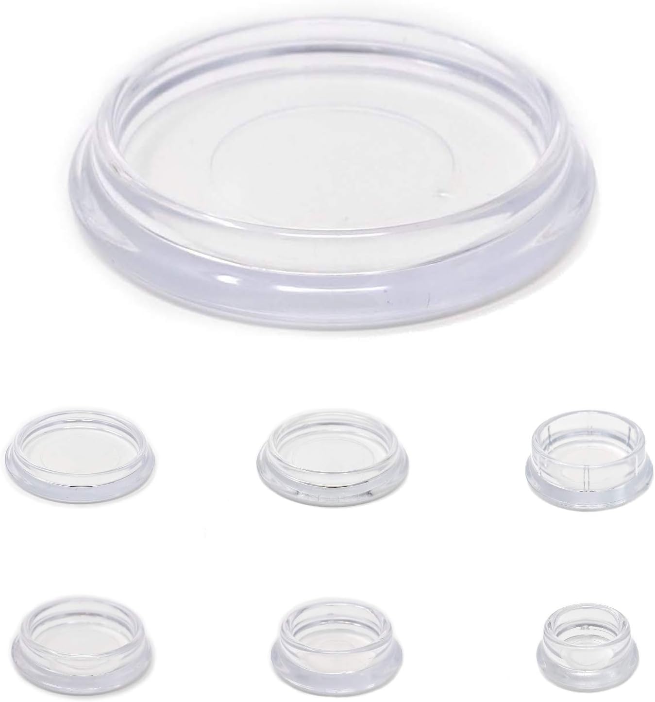 12x Small Clear Castor Cups 45mm Clear Furniture Feet/Leg Floor