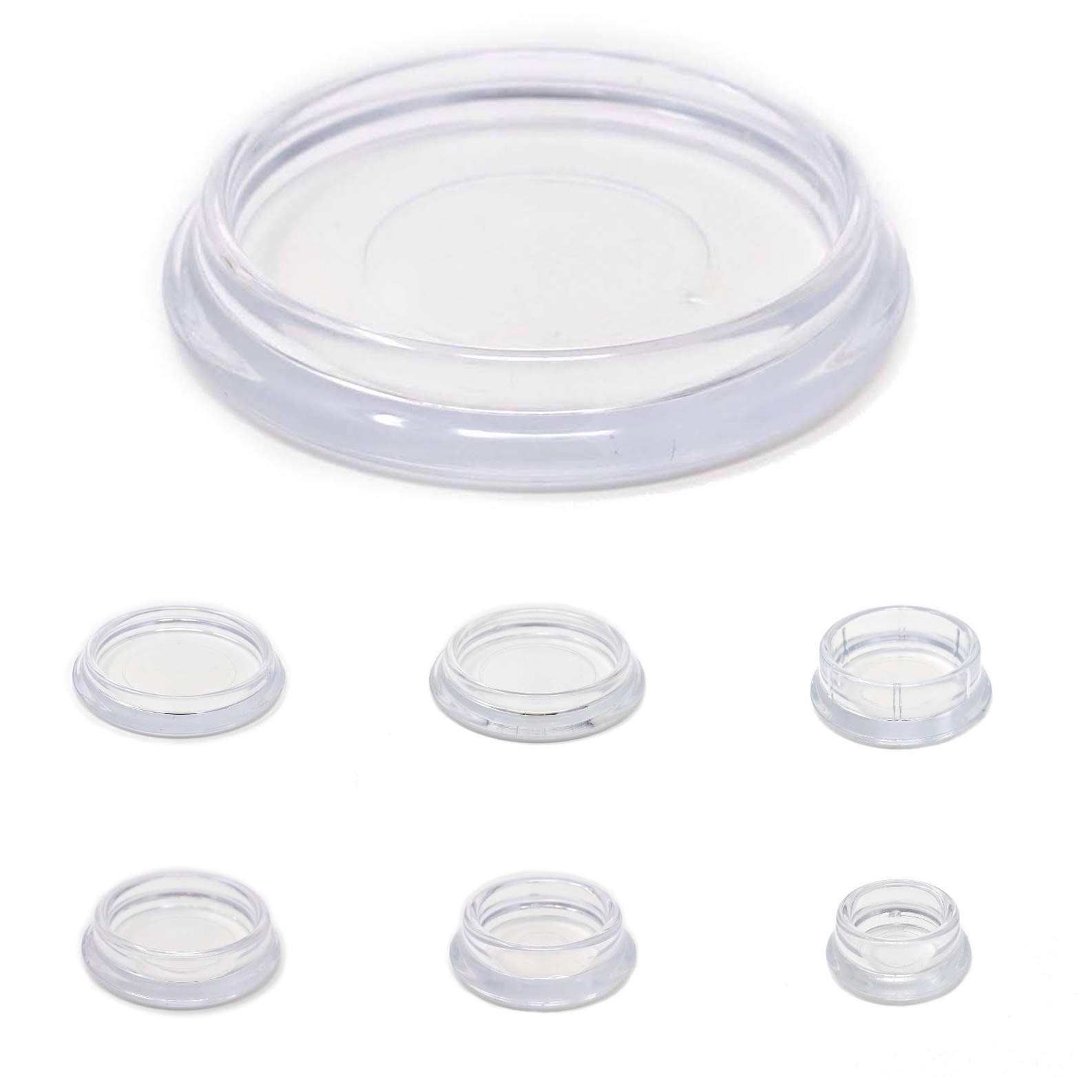 Keay Vital Parts Clear And Brown Furniture Cups. Carpet Protectors For Round Furniture Legs. Made In Germany (Clear, 23Mm Inside Diameter - Please See Second Image Before Ordering This Size, Pack Of 4)