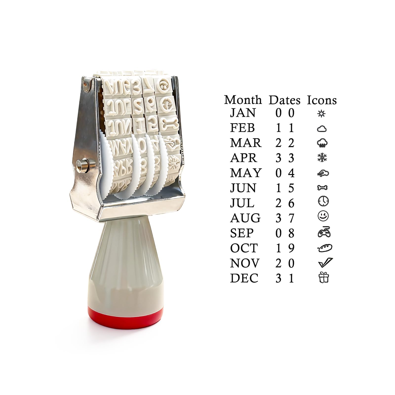 Monthly Date Stamp Set with Weather Icons, Calendar Stamps for Planners and Crafts, 12 Months and Numbers (1)