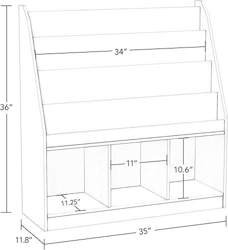 Miniatura 3 de RiverRidge Estantería para niños con 4 estantes y tres cubículos, blanco (02-251), 11.81"P x 35"A x 36"Al