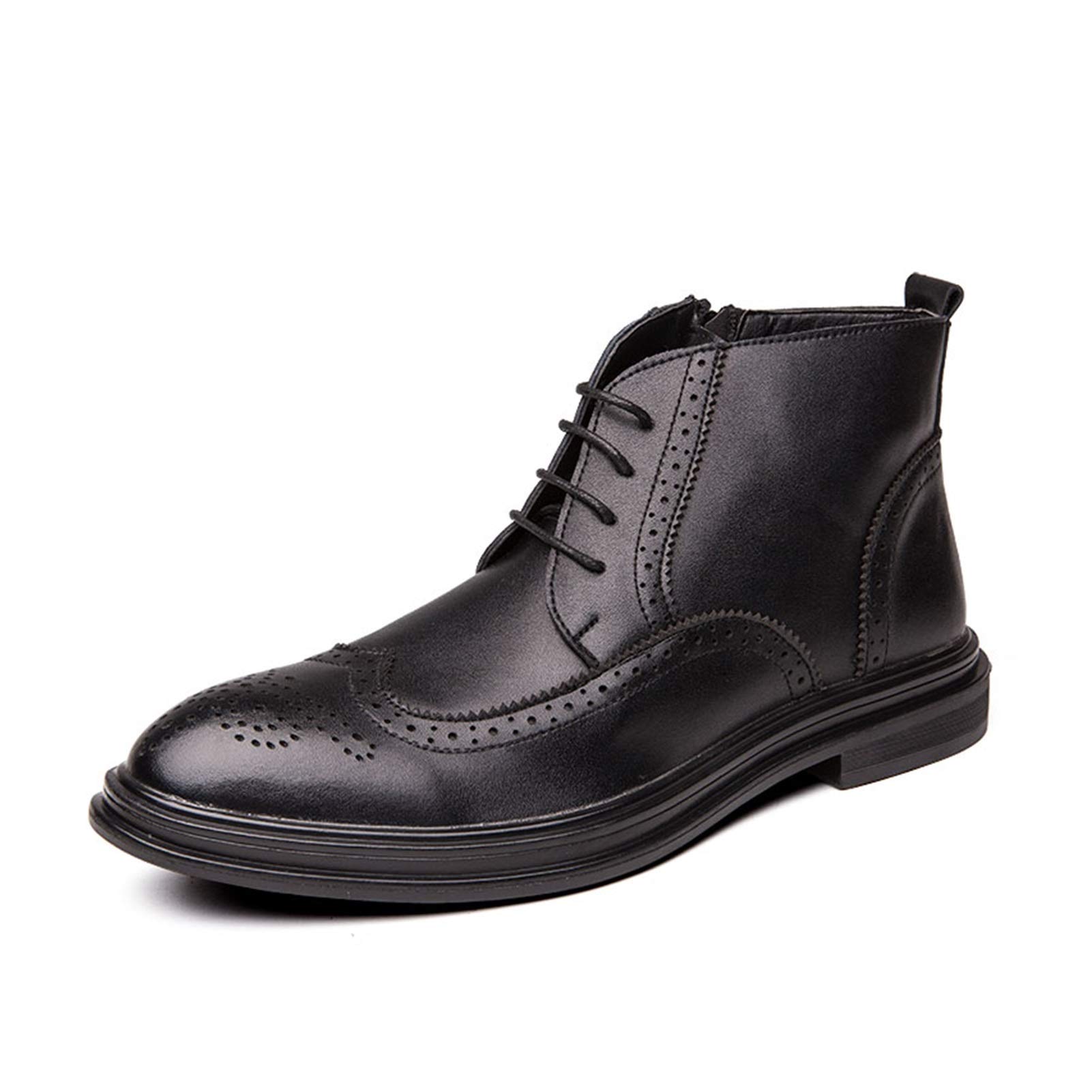 أحذية ركوب الترفيه للماء Boots for Men Brogue Carve Wingtip Inner Zipper Lace Up Pointed Toe Block Heel Genuine Leather Rubber Sole Pull Tap Men's shoes أحذية عالية أعلى دافئة لأبي والصديق