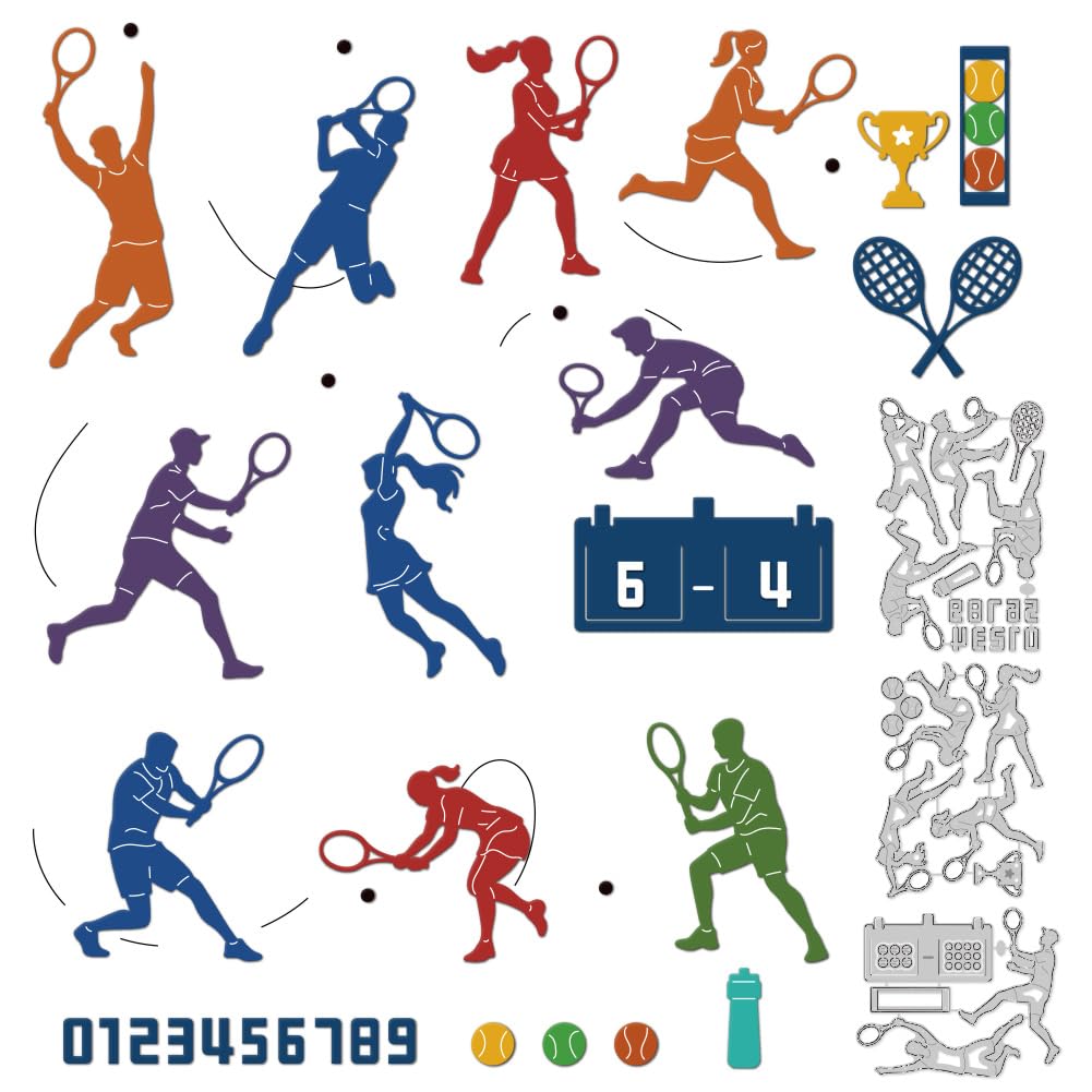 DELORIGIN Tennis Cutting Dies Card Making Die Stencil Carbon Steel Die Cuts Card Scrapbooking Embossing Template Dies for DIY Paper Invitation Craft Photo Albums Gift Greeting Decor