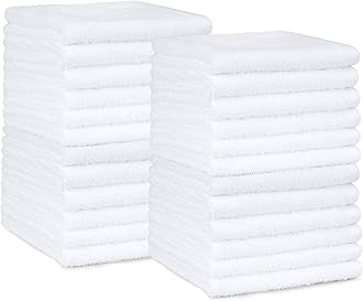 AmazonBasics Cotton Face Towel - 448 GSM - Pack of 60, White
