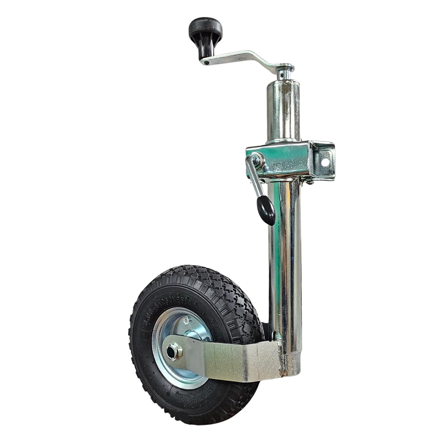 KATSU Roue Jockey 48 mm avec 10" Pneu Pneumatique en Caoutchouc avec Pince et 1m Câble en Acier Inoxydable pour Caravane Remorque de Voiture en Acier Galvanisé