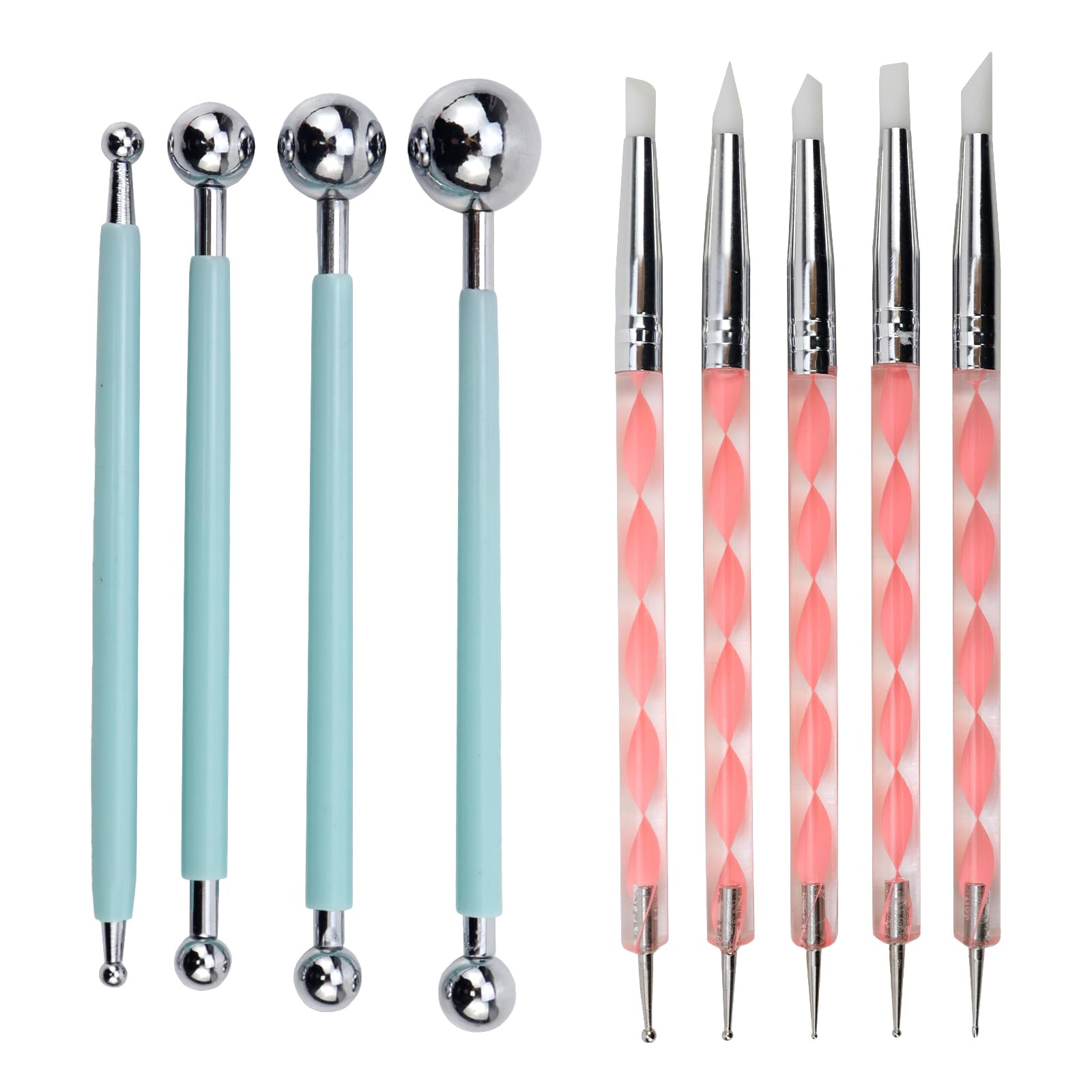 Set 9 Outils Sculpture Argile DY.2ten - Stylets Boules & Silicone - Pour Poterie, Céramique, DIY