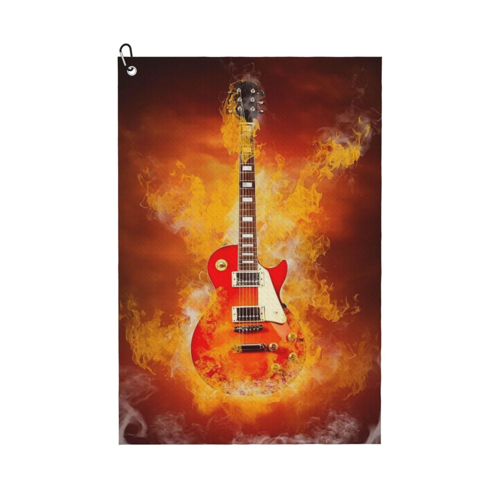 Hnnkloy Rock Guitar In Burning, 16x24 in Portable Waffle Golf Towels with Carabiner Clip for Golf Bag