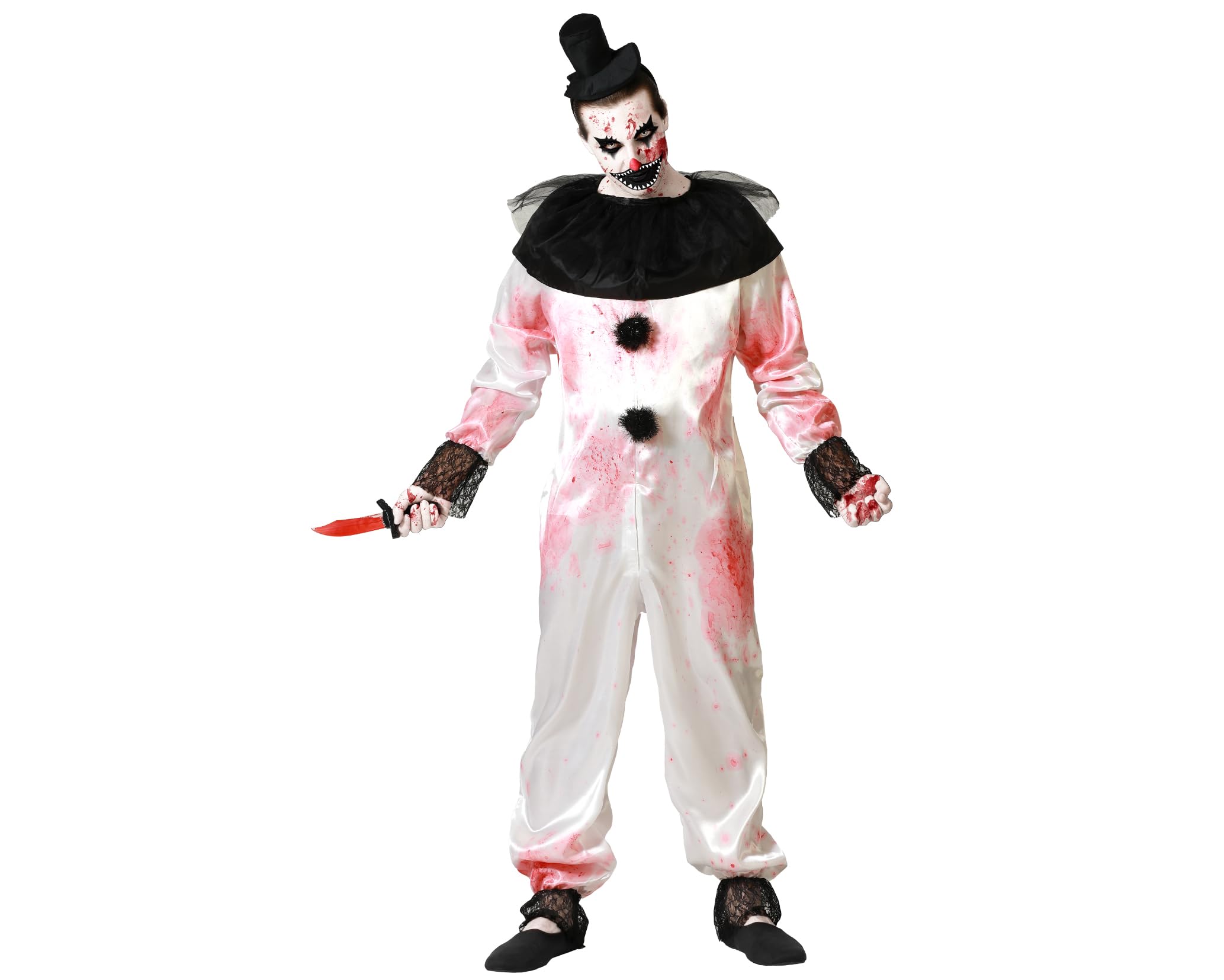 Atosa costume clown halloween white jumpsuit with collar man adult m