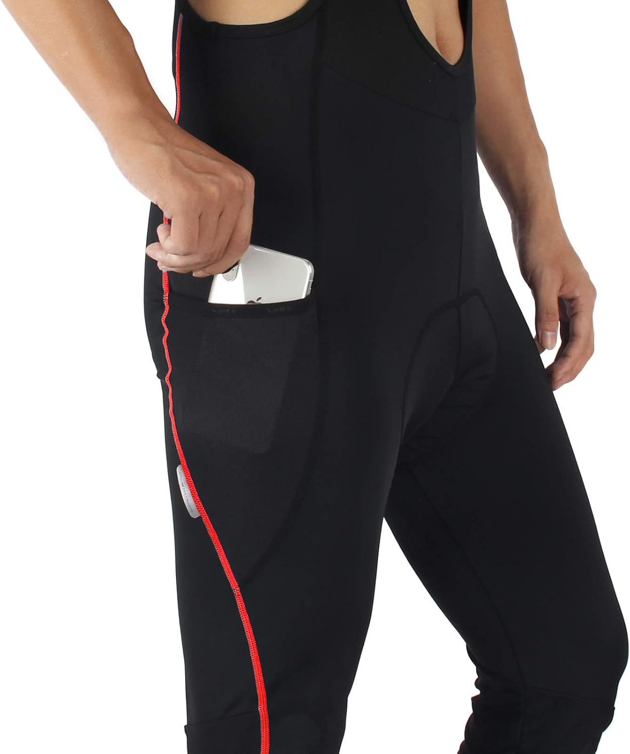 Santic Cycling Bib Tights Men Padded Cycling Bib Pants Long Padded with Pocket - Image 2