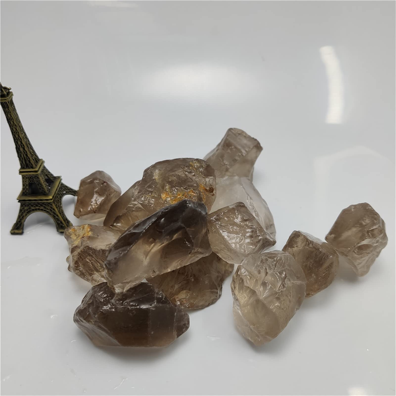 piedras y cristales Piedras de citrino de cuarzo ahumado natural, grava de cristal, y piedras, muestra de piedras preciosas en bruto, pecera, acuario, decoración de jardín, piedras y cristales