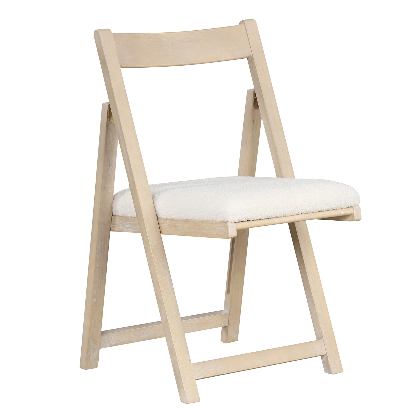 COSTWAY Juego de 2 Sillas de Comedor Tapizadas, Silla de Cocina Plegable con Respaldo Curvo, Estructura de Madera de Caucho, Sillas Laterales sin Brazos para Comedor, Carga 150 kg (Beige)
