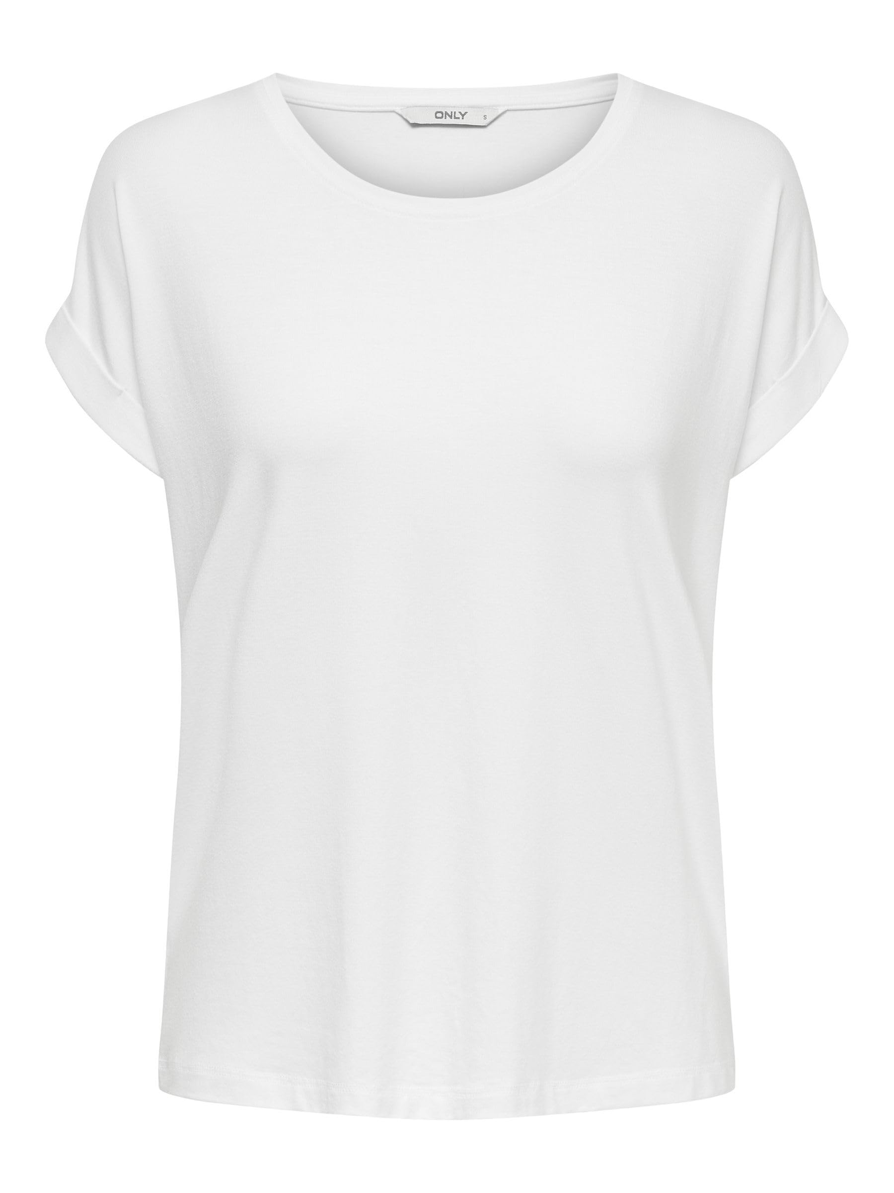Only Women's White Relaxed Fit Short Sleeve Tshirt - T-Shirts - L- Tops