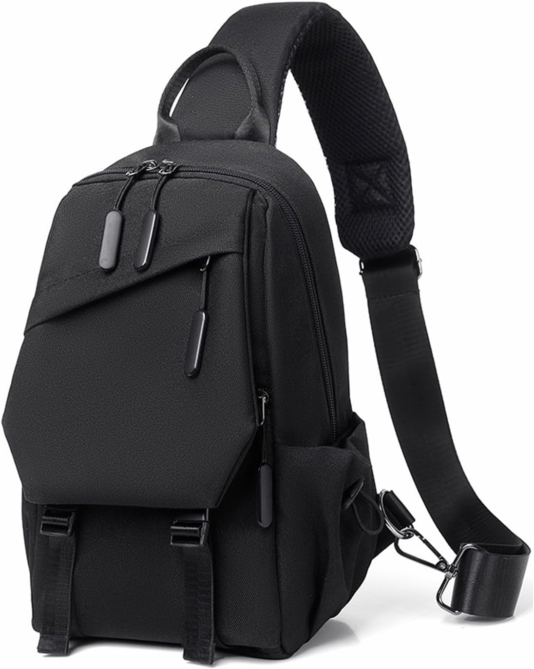 Waterproof Sling Bag for Mens Crossbody Bag, Wear-Resistant Travel Sling Backpack Chest Bag with Adjustable Shoulder Strap Anti Theft Daypack for Hiking Sports Running Women-Black