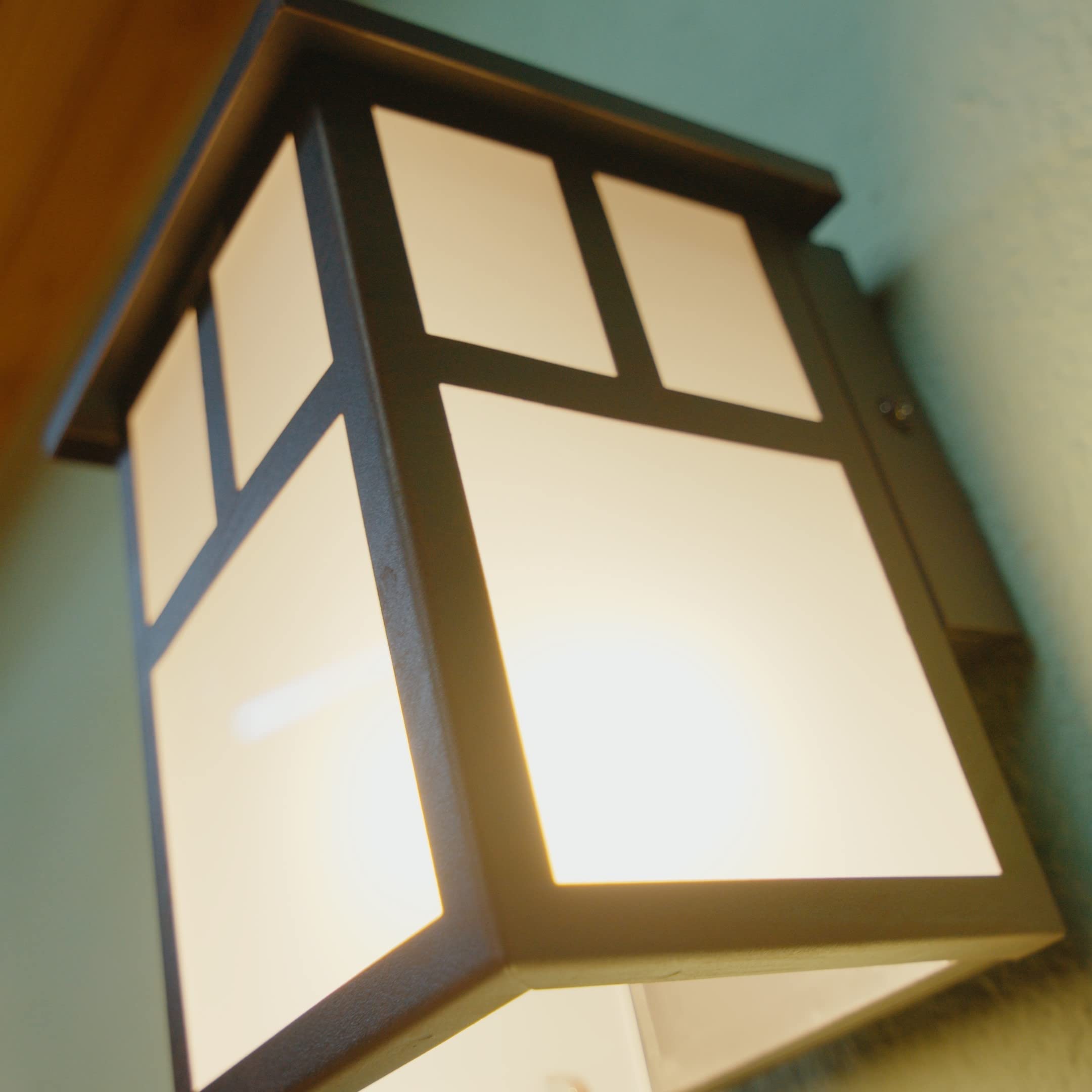 FORLIGHT Osaka (2 unidades) Aplique de Pared Exterior Rústico de Estilo Japonés. Farol de Pared para Bombilla E27. Lámpara de Pared para Jardín y Terraza IP23. Marrón Óxido