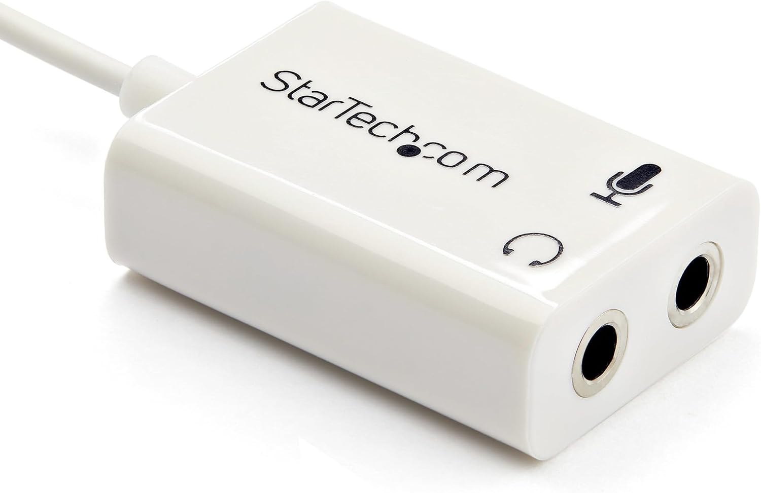 StarTech.com 4 Position Microphone and Headphone Splitter – 3.5 mm – 4 Pin / 4 Pole – Mic and Audio Combo Splitter Cable (MUYHSMFFADW), White