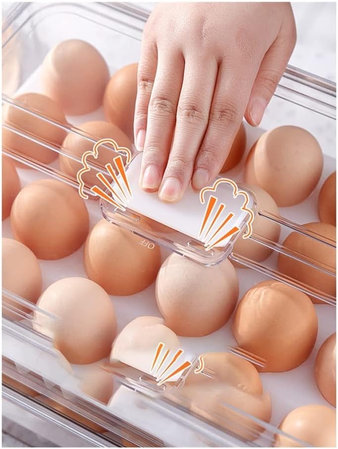 Refrigerator Organizer Transparent Egg Carton Fridge Organizer Stackable Plastic Storage Box Egg Tray (Size : S Small) (OneColor L Large)