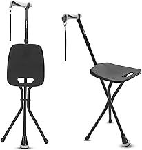 REHAND Walking Cane with Seat,Lightweight Foldable, Adjustable, Collapsible Canes with Stool for Men & Women, Heavy Duty All Terrain Tip, Portable Walking Stick Chair for Seniors & Adults